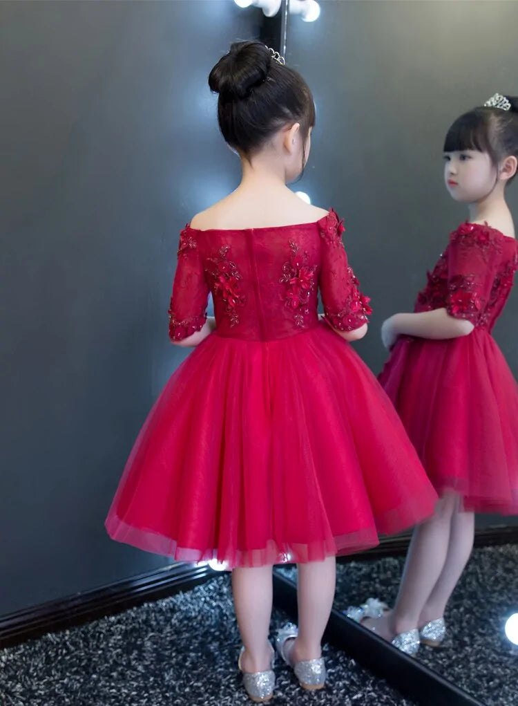 Red Tulle Flower Girl Dress - # GIAA211710002
