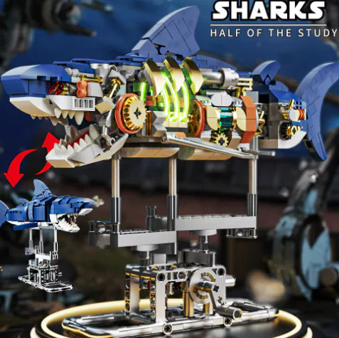 Semi-mechanical Shark Movable Light Assembled Toys - # BOT&G512510002