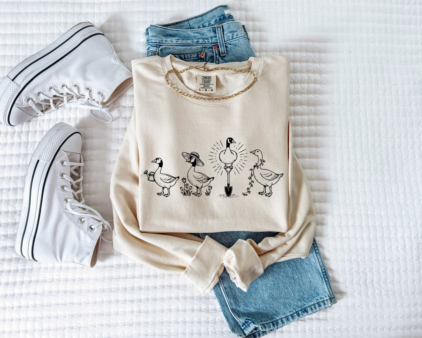 Goose Gardening Plant Botanical Garment Dyed Comfort Colors Sweatshirt