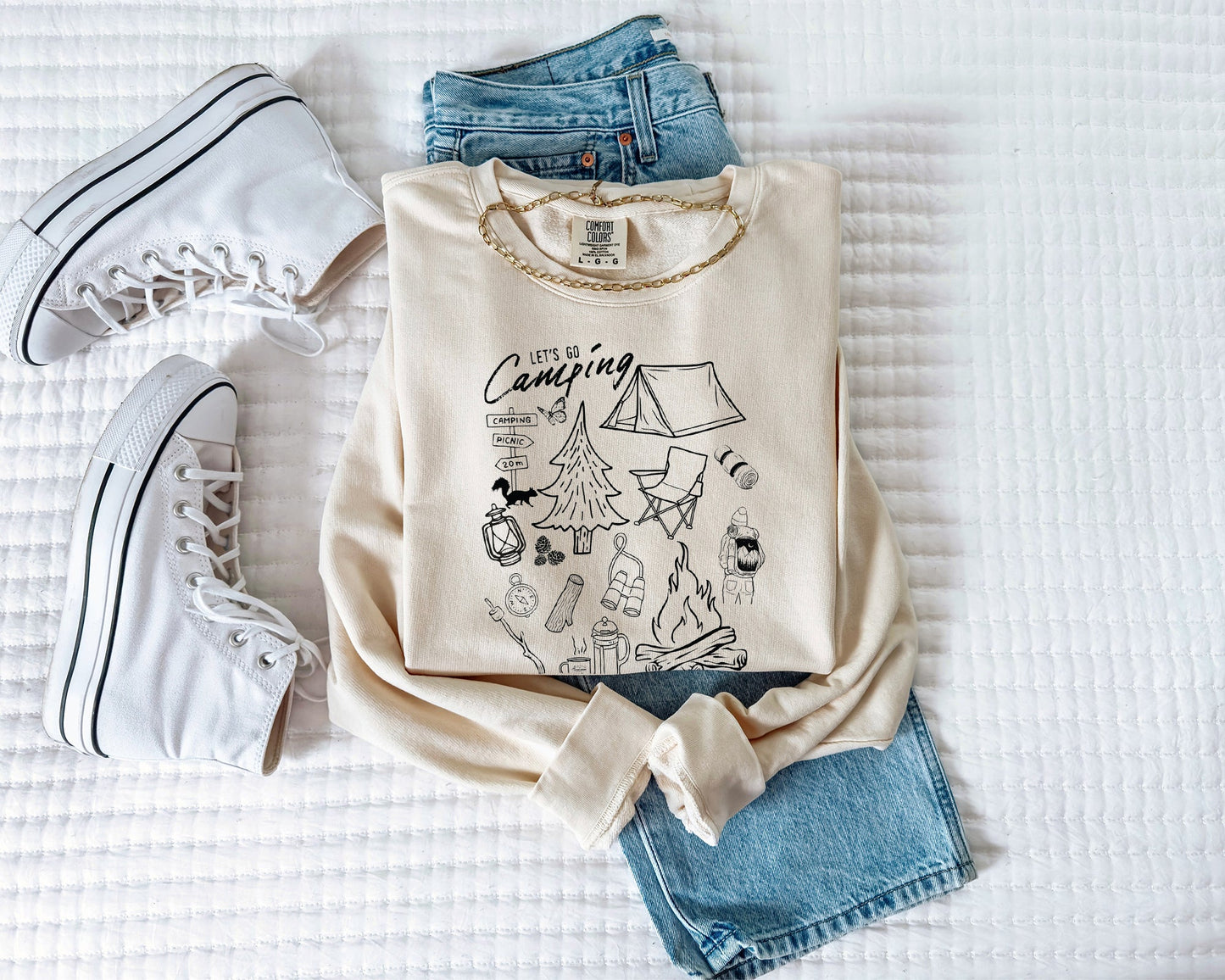 Nature Camping Hiking Mountain Garment Dyed Comfort Colors Sweatshirt (Sketch)