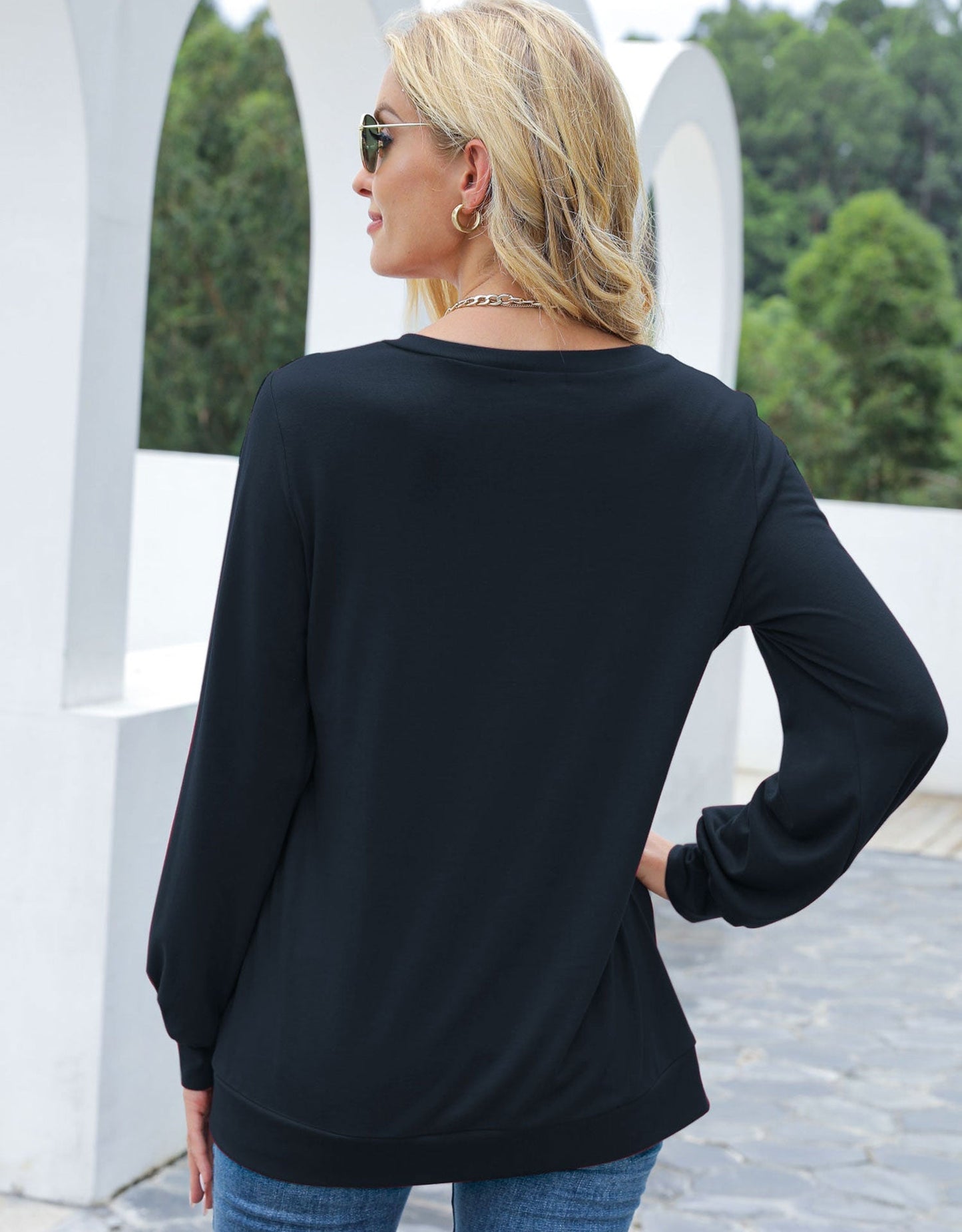 Cut Out Pullover Long Sleeve