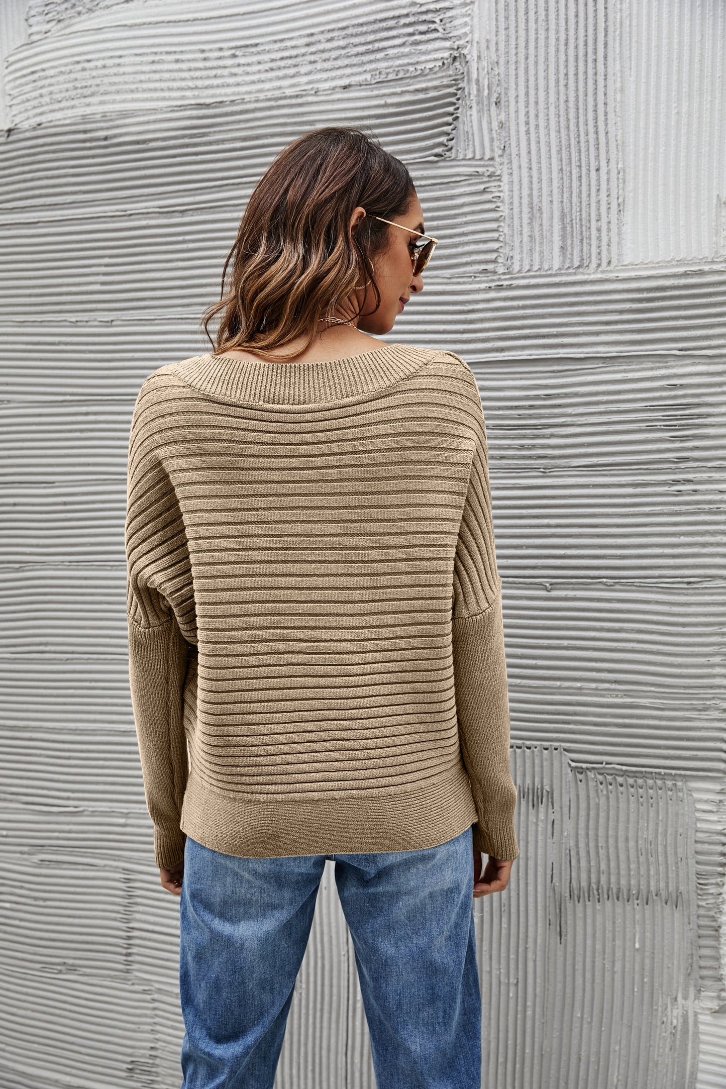 Solid Color Ribbed Sweater