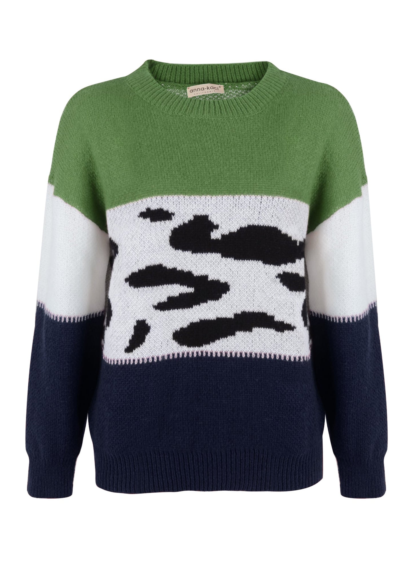 Color Block Animal Print Sweater