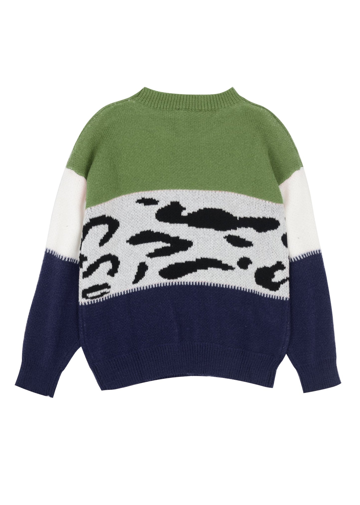 Color Block Animal Print Sweater