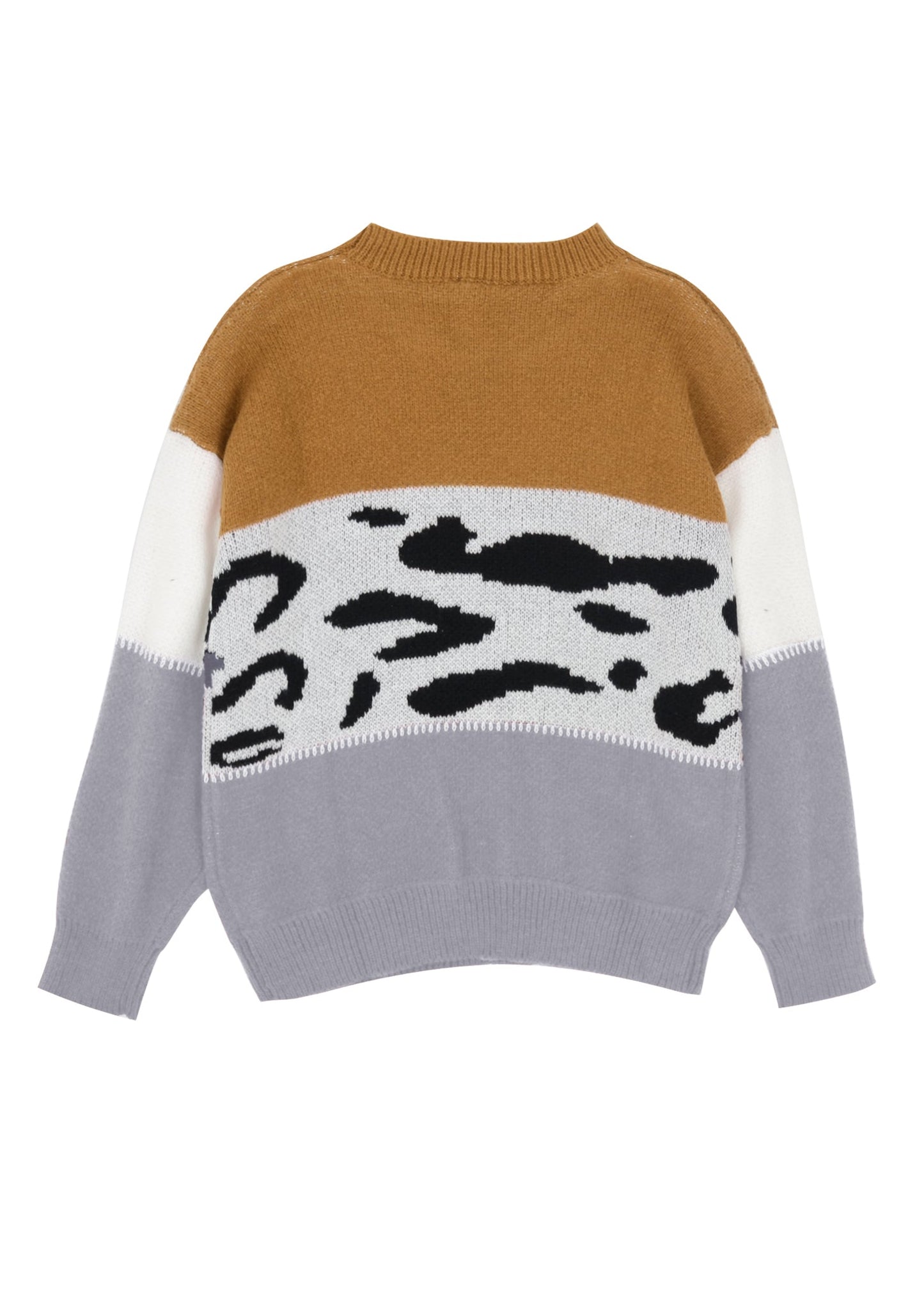 Color Block Animal Print Sweater