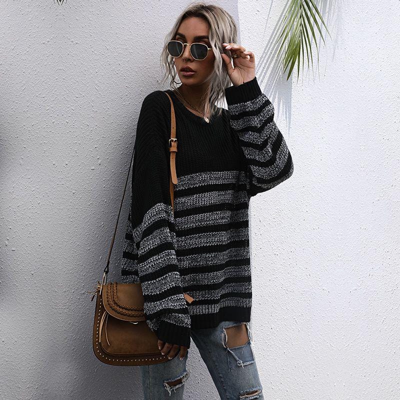 Round Neck Striped Light Sweater