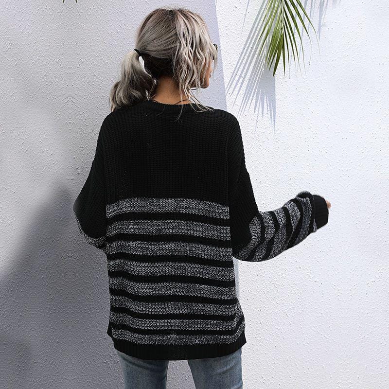 Round Neck Striped Light Sweater