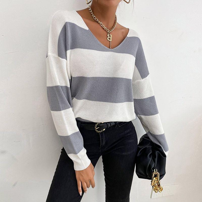 Ribbed Knit Striped Sweater