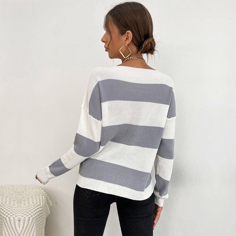 Ribbed Knit Striped Sweater