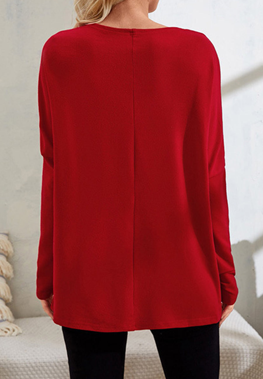 Boat Neck Drop Shoulder Sweater