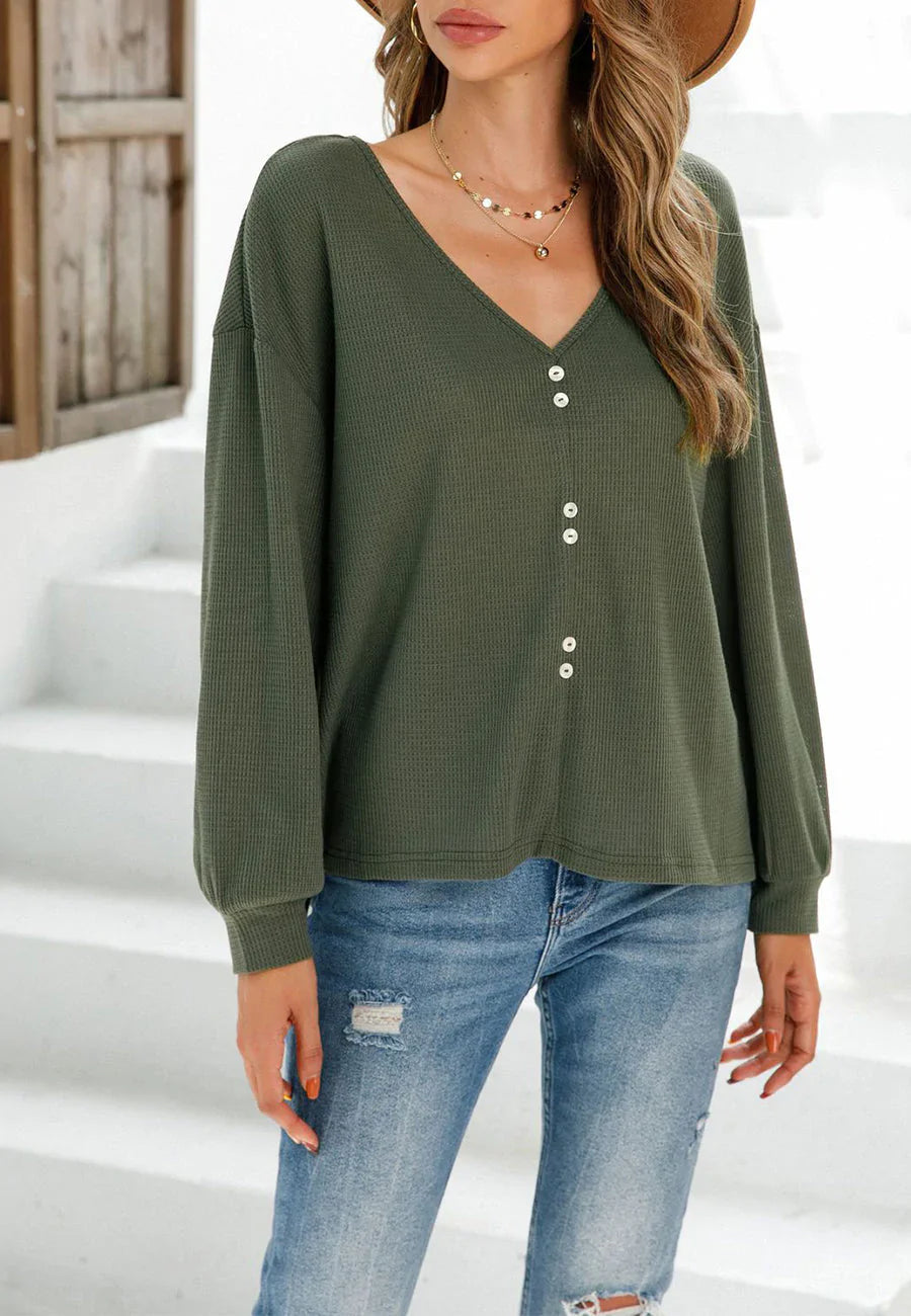 Unique Button Detail Sweater
