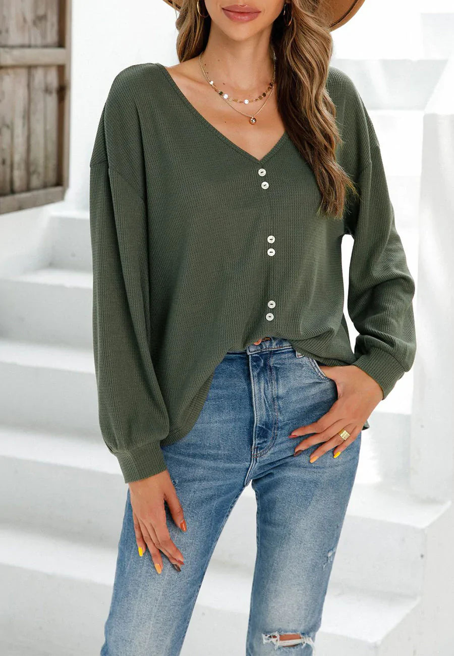 Unique Button Detail Sweater