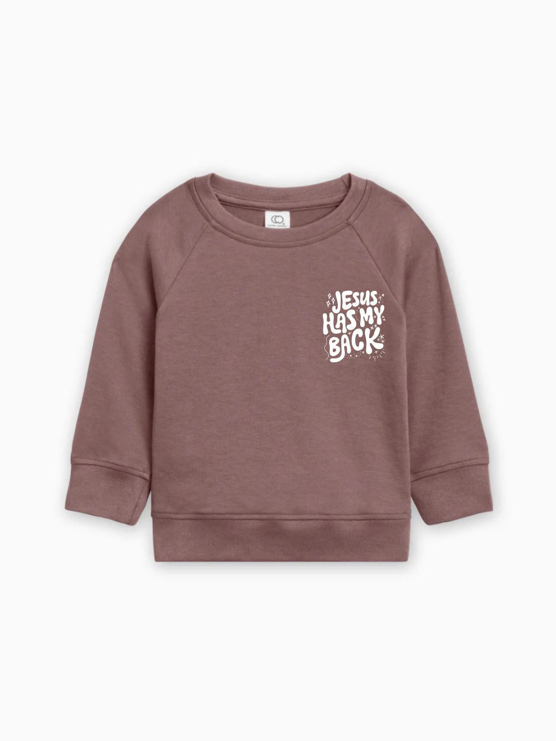 Jesus has my back Christian Organic Cotton Toddler Kids Pullover