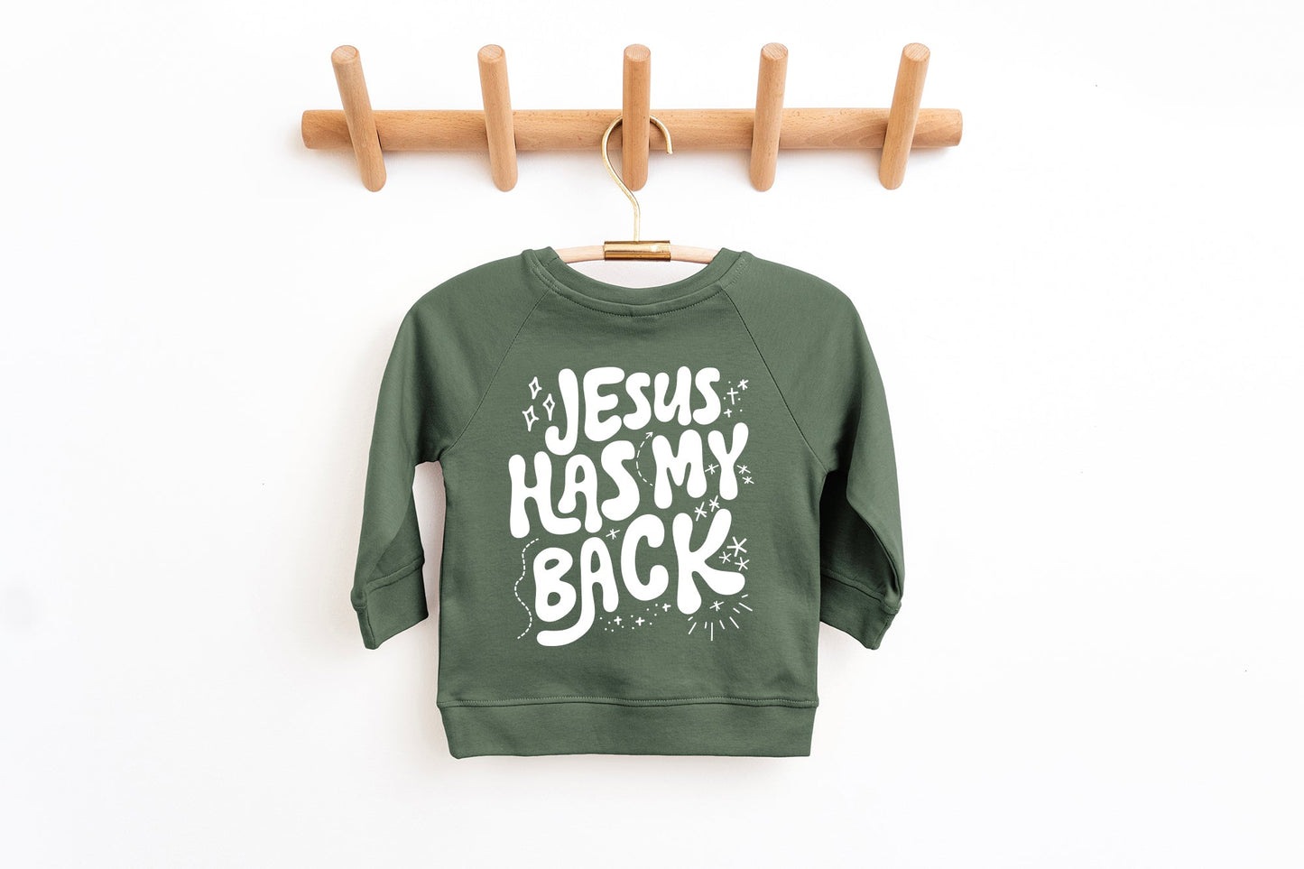 Jesus has my back Christian Organic Cotton Toddler Kids Pullover