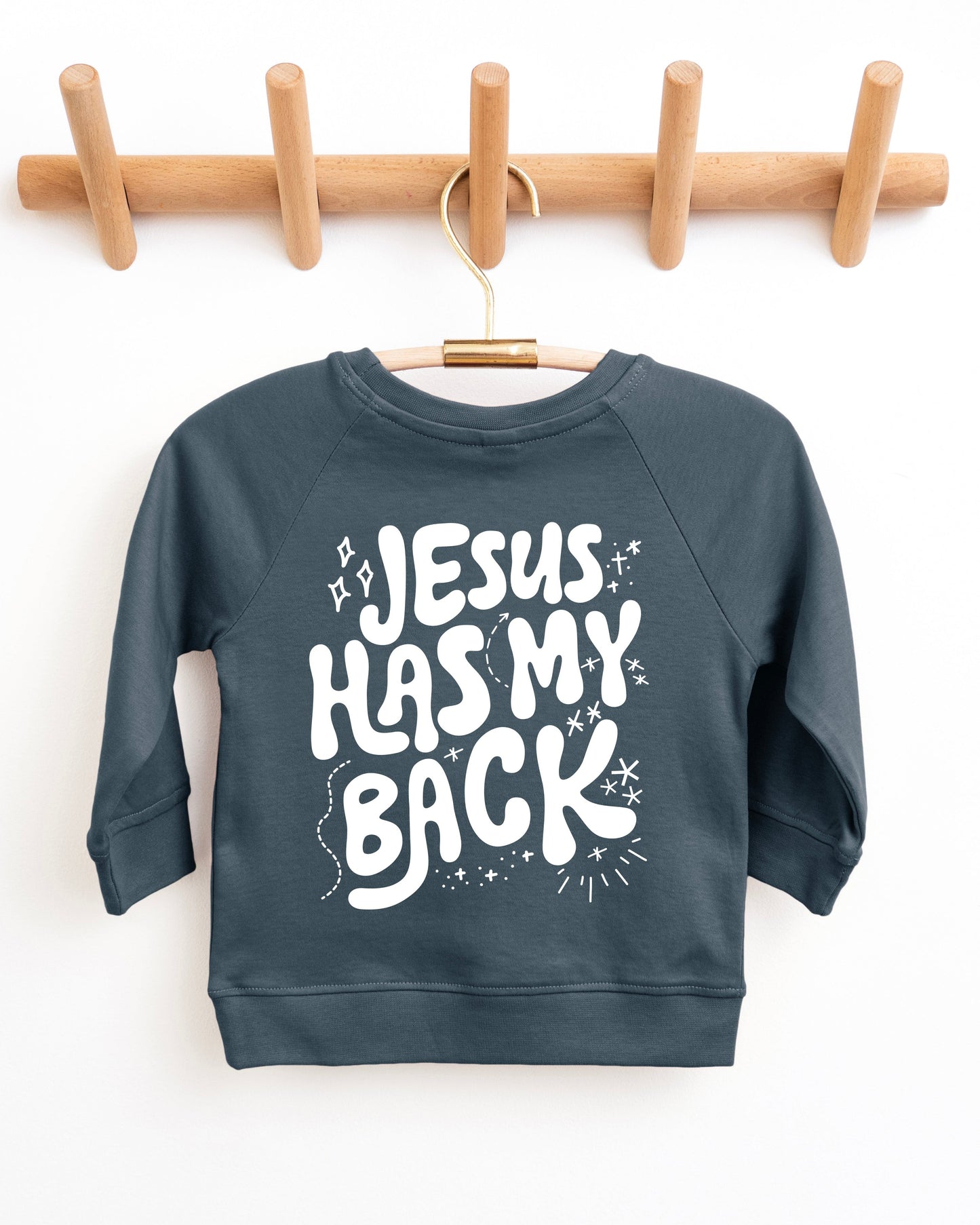 Jesus has my back Christian Organic Cotton Toddler Kids Pullover