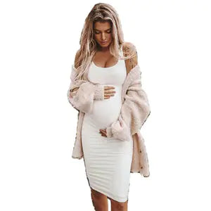 Sleeveless Round Neck Maternity Dress for Pregnant Women - # BAGE211510111-PRG