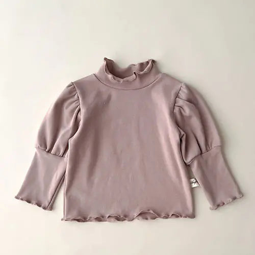 High Collar Long Sleeve Cotton T-shirt for Baby Girls - # BAAA1111010004
