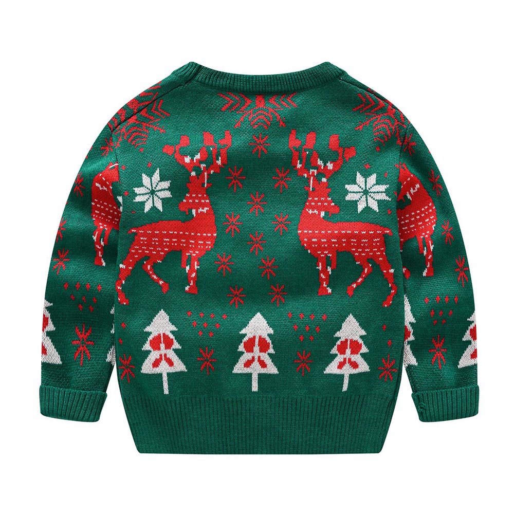 Kids Reindeer Jacquard Christmas Holiday Sweater | NCS
