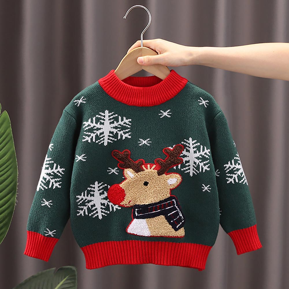 Kids Reindeer Plush Christmas Knit Sweater | NCS