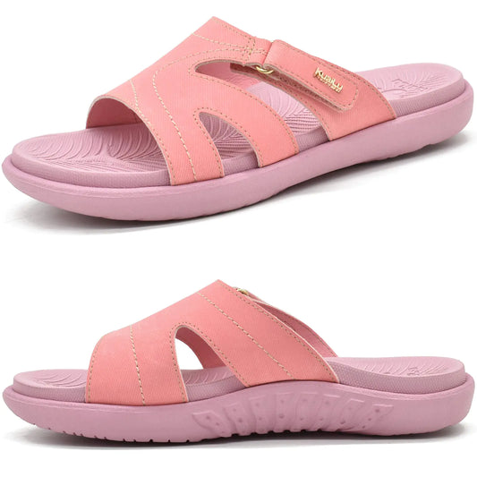 KuaiLu Womens Fashion Orthotic Slides Ladies Lightweight Athletic Yoga Mat Sandals Slip On Thick Cushion Slippers Sandals With Comfortable Plantar Fasciitis Arch Support 8 Pink - # GIAA73510003