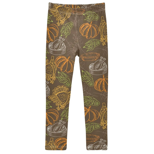 ZZXXB Thanksgiving Harvest Turkey Corn Girls Leggings Soft Ankle Length Active Stretch Pants Bottoms Kids Dance Yoga Tights 4T - # GIAA21410010