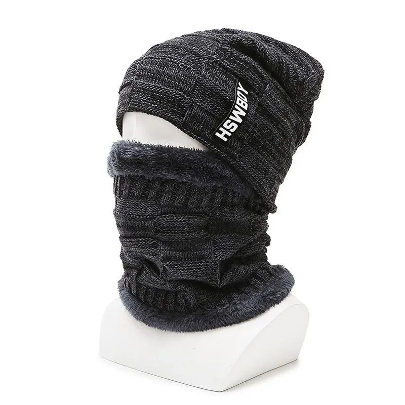 Hat Boys Men's Winter Fleece Lined Padded Warm Keeping Woolen Knitted Hat - # BOAA232110001
