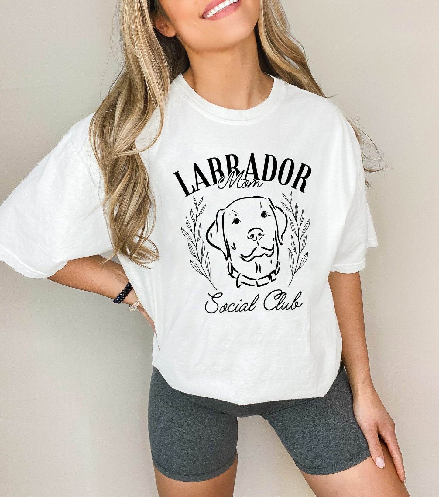 Labrador Mom Social Club Retriever Dog Mom Garment dyed T Shirt