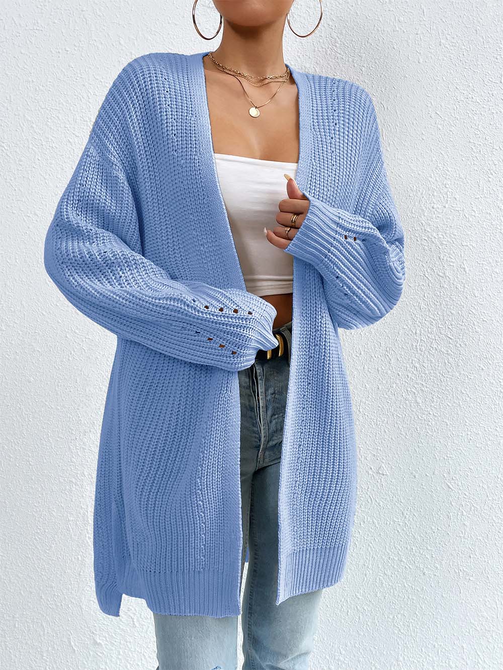 Laid Back Mid-Length V Neck Knit Cardigan Outerwear | NCS