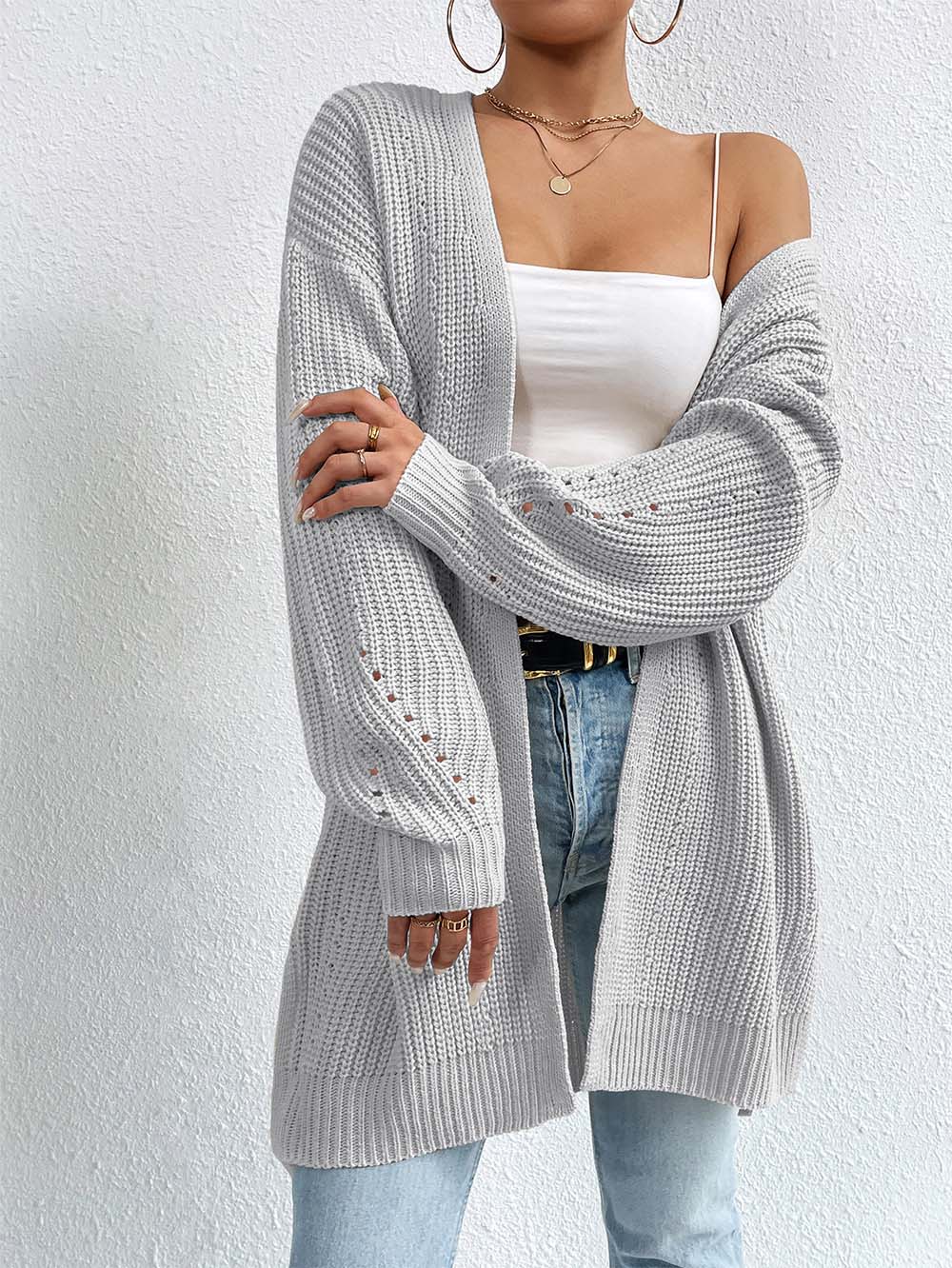 Laid Back Mid-Length V Neck Knit Cardigan Outerwear | NCS