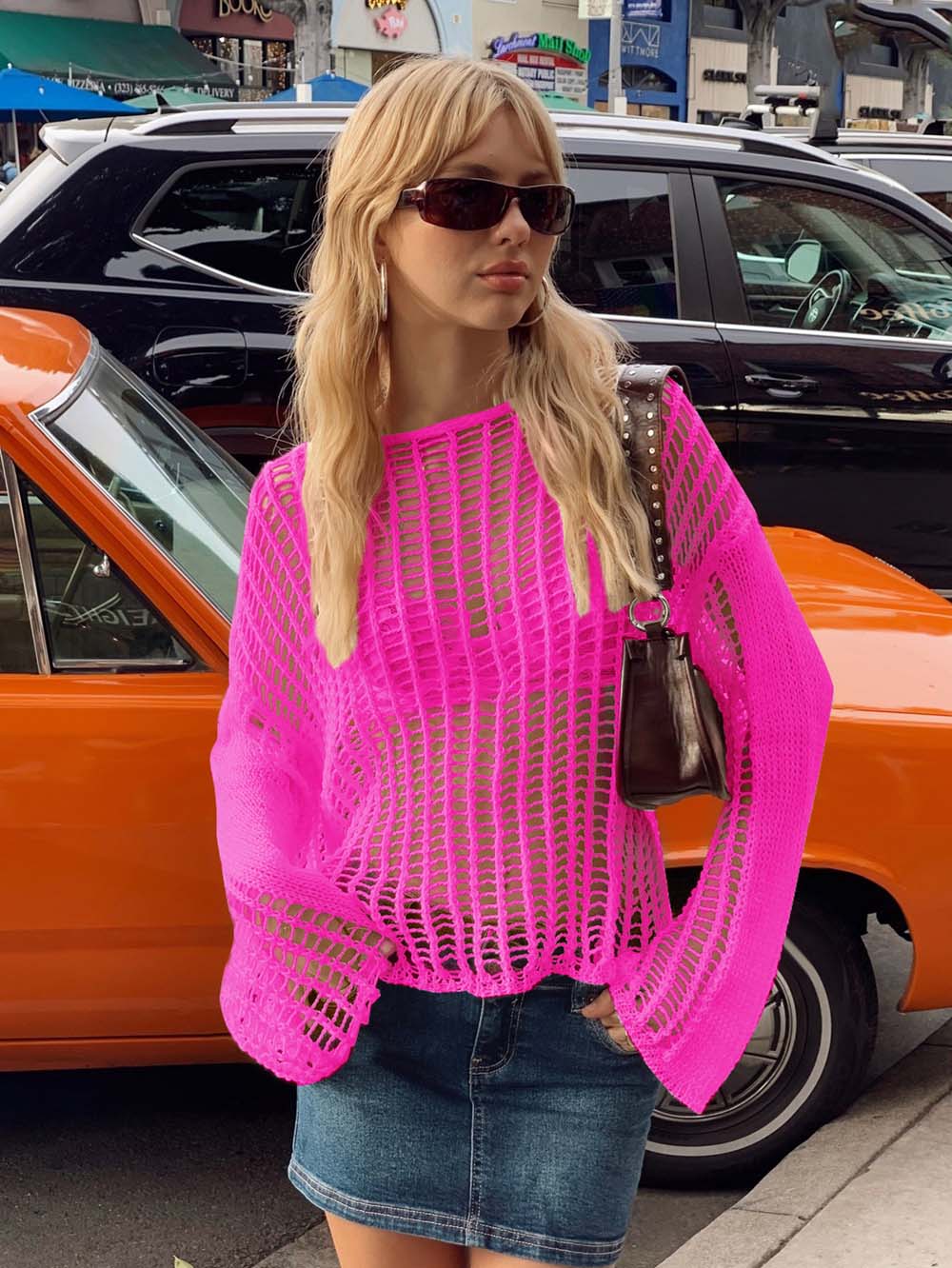 Long Sleeve Hollow Knit Mesh Top for Women - Summer | NCS