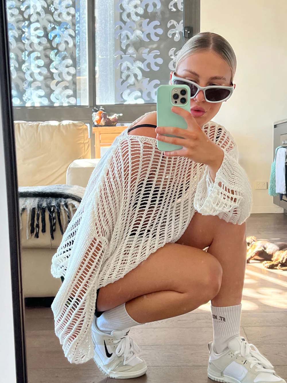 Long Sleeve Hollow Knit Mesh Top for Women - Summer | NCS