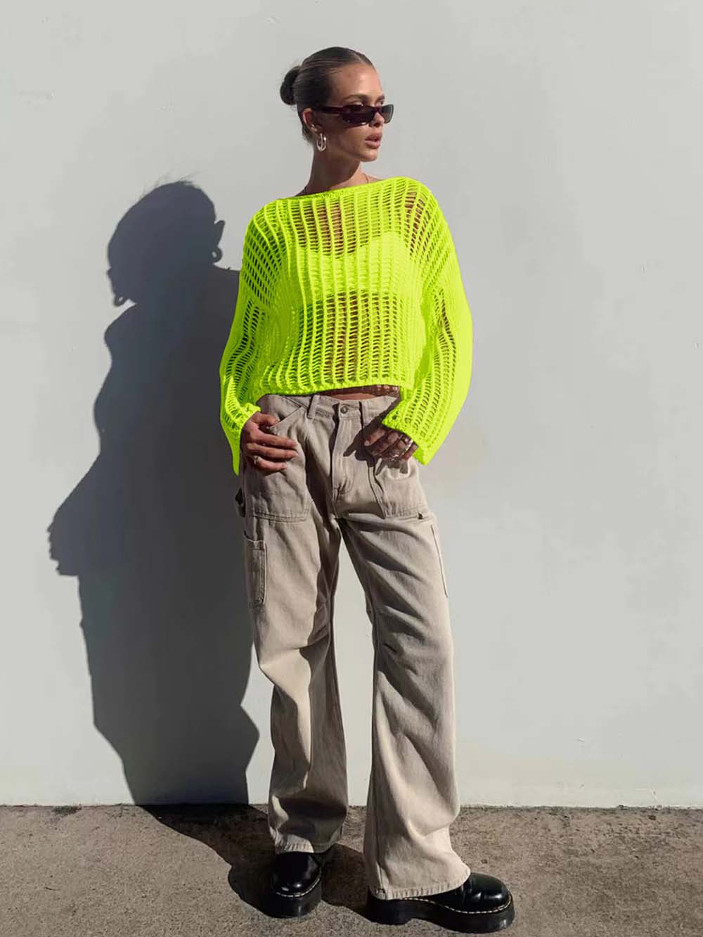 Long Sleeve Hollow Knit Mesh Top for Women - Summer | NCS