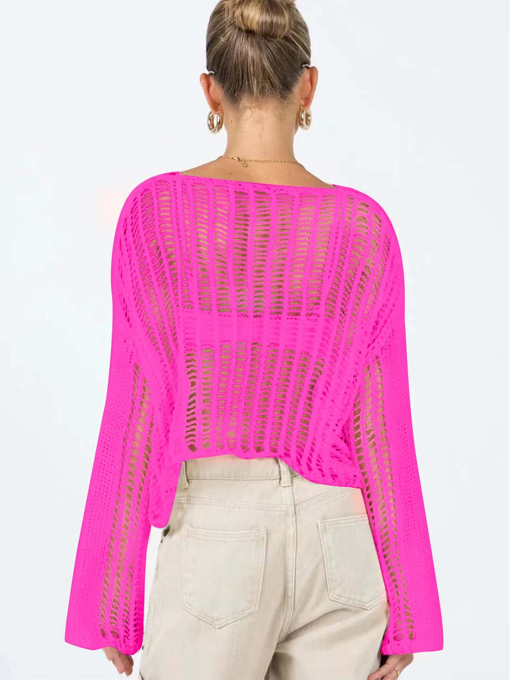 Long Sleeve Hollow Knit Mesh Top for Women - Summer | NCS