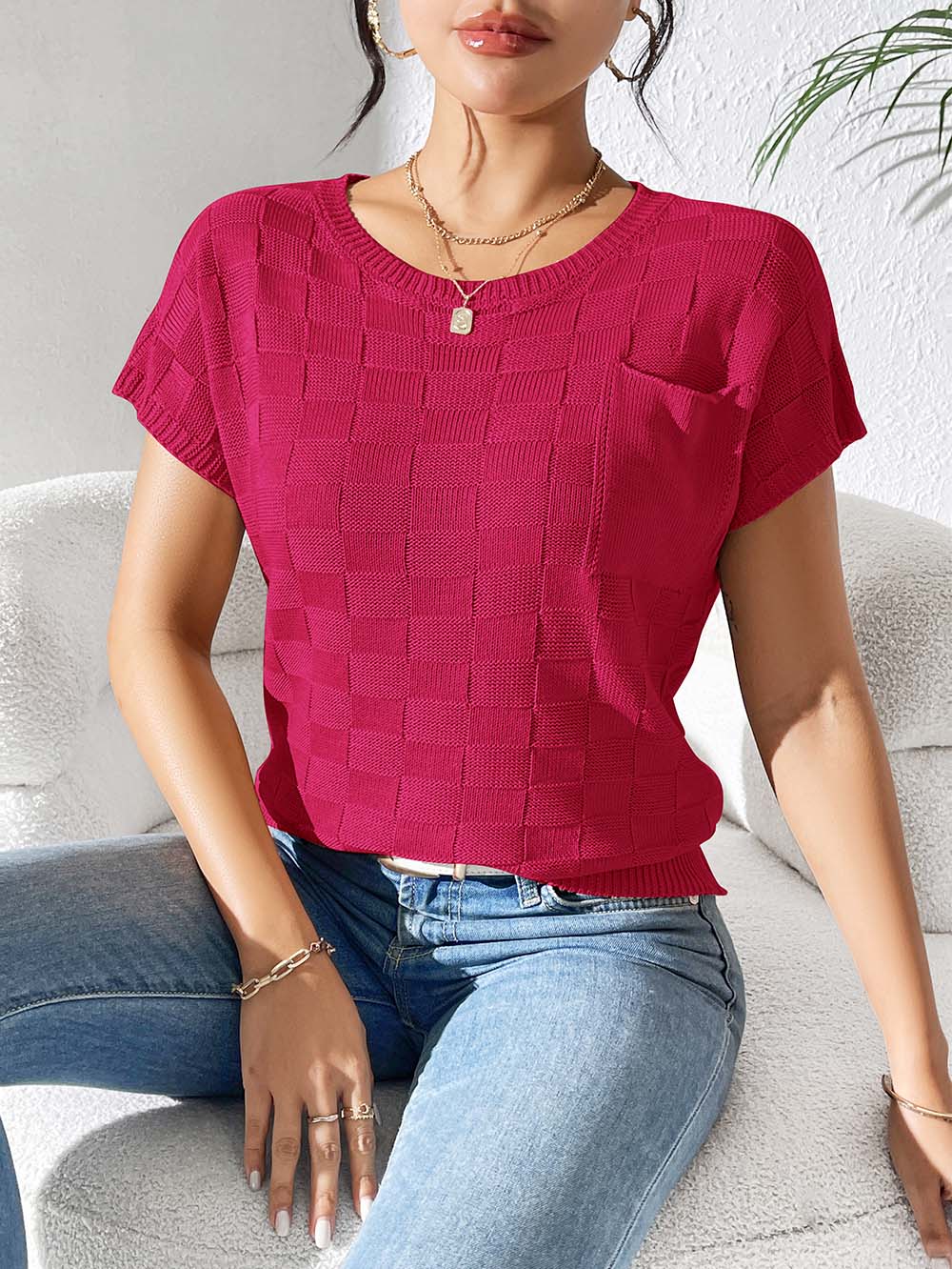 Loose Casual Short Sleeves Knitted T-Shirt | NCS