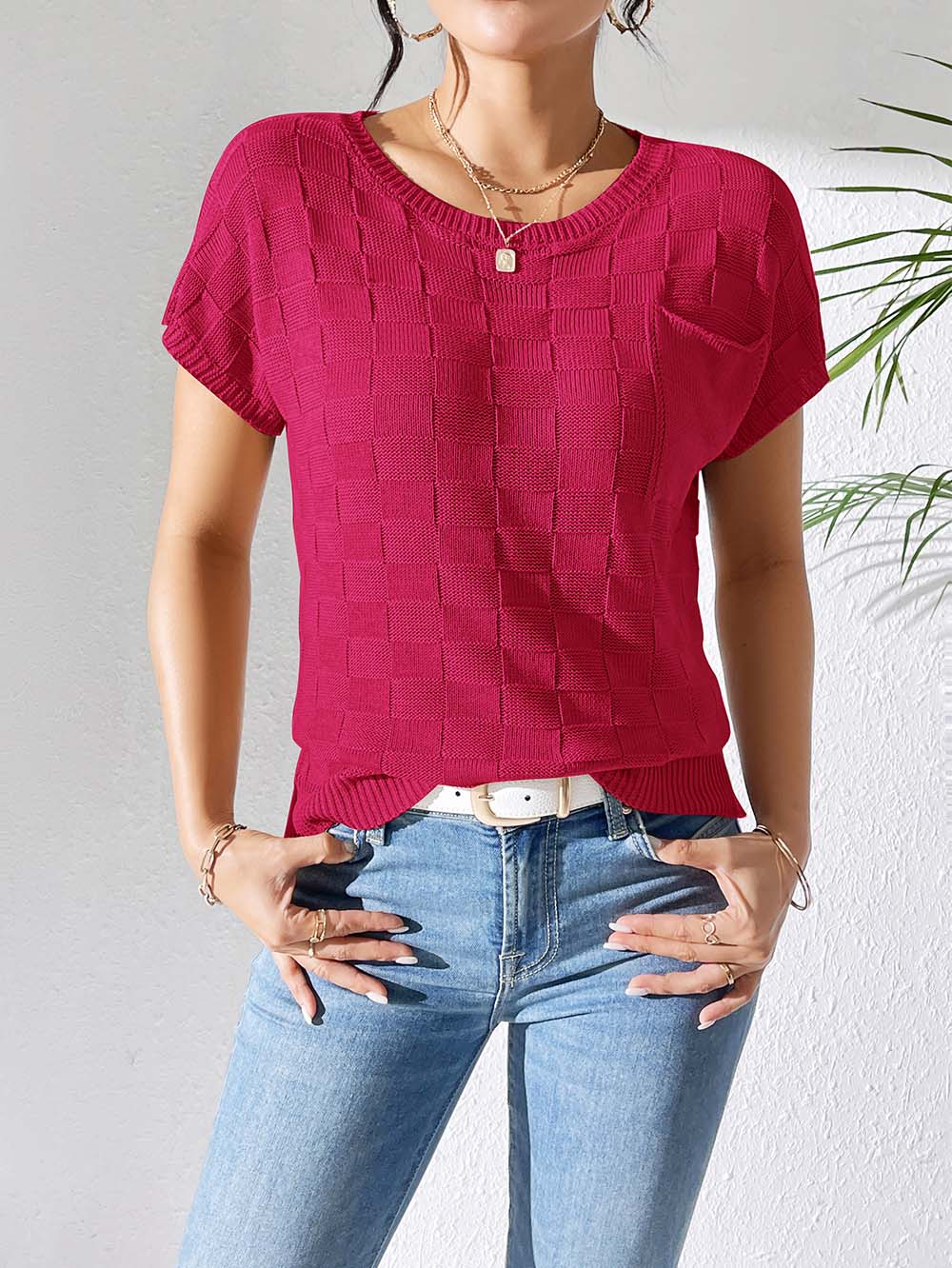 Loose Casual Short Sleeves Knitted T-Shirt | NCS