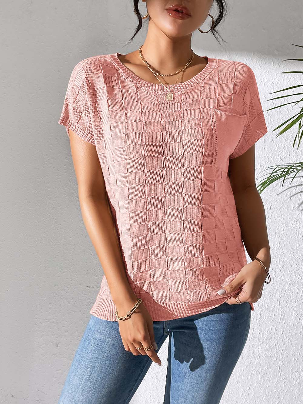 Loose Casual Short Sleeves Knitted T-Shirt | NCS