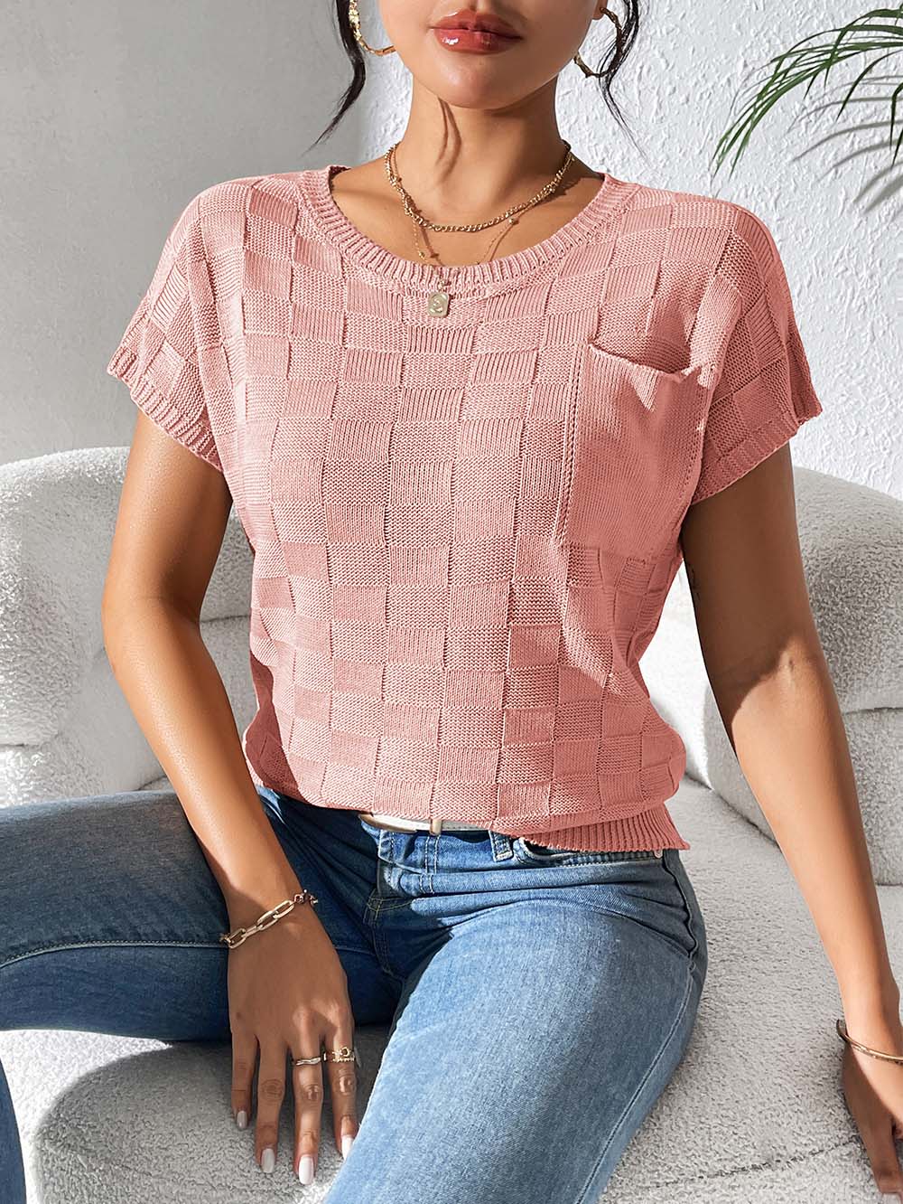 Loose Casual Short Sleeves Knitted T-Shirt | NCS