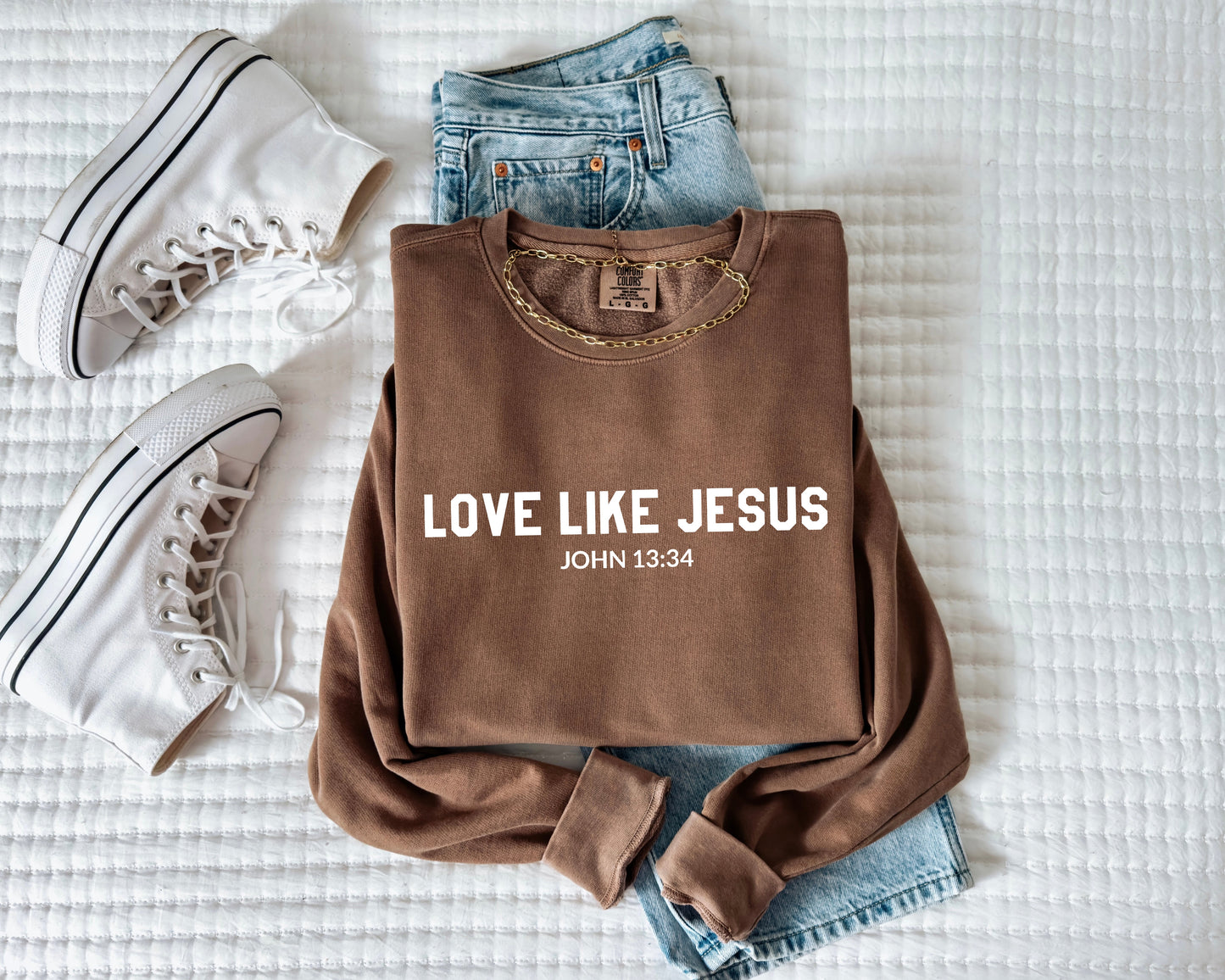Love Like Jesus Christian Garment Dyed Comfort Colors Sweatshirt