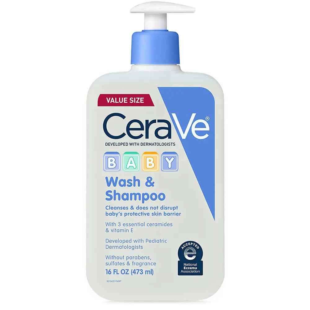 CeraVe Baby Wash & Shampoo | 2-in-1 Tear-Free for Skin Hair Fragrance, Paraben, Dye, Phthalates Sulfate Free Bath| Soap with Vitamin E 16 Ounce 1 Pound (Pack of 1) - # BAGE11110003