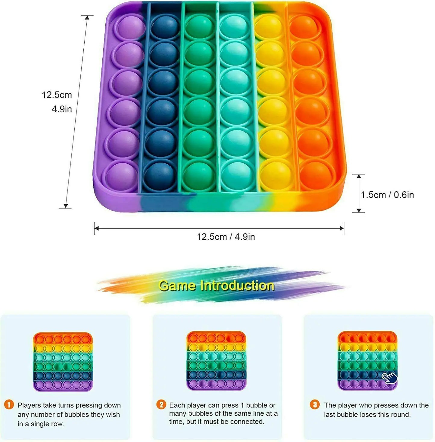 Popit Fidget Toy Push Bubble Sensory Stress Relief Kids Family Games Square Game - # BOT&G51110001