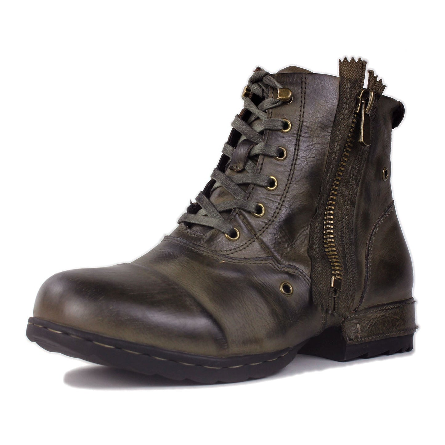 Men's Leather Ankle Moto Boots OS-5008-8-Retro-G