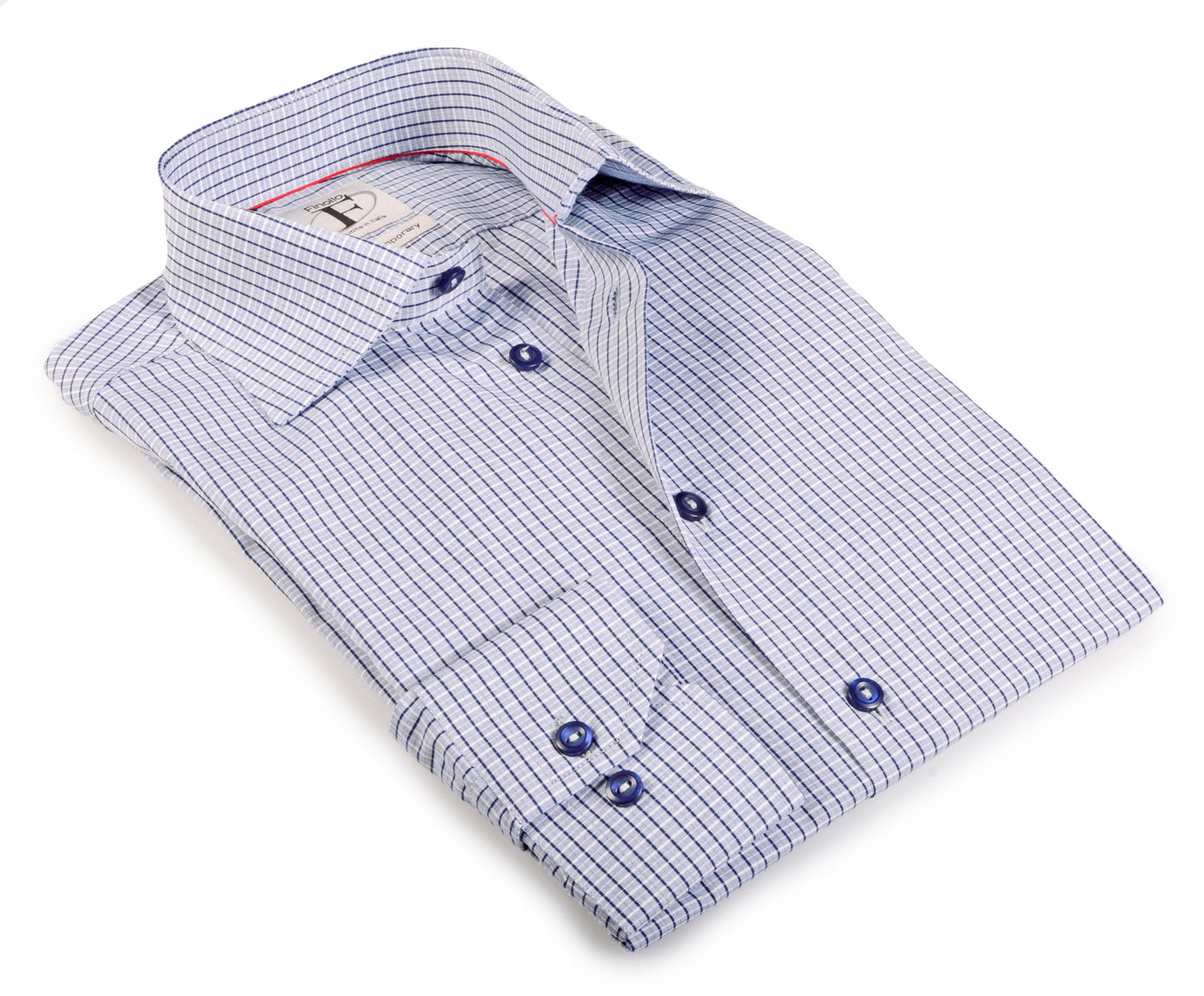 Made in Italy Dress Shirts// Navy Check- contemporary fit
