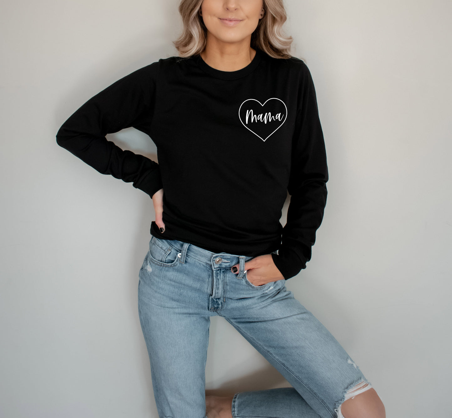 Mama Long Sleeve Tshirt (Heart Around)