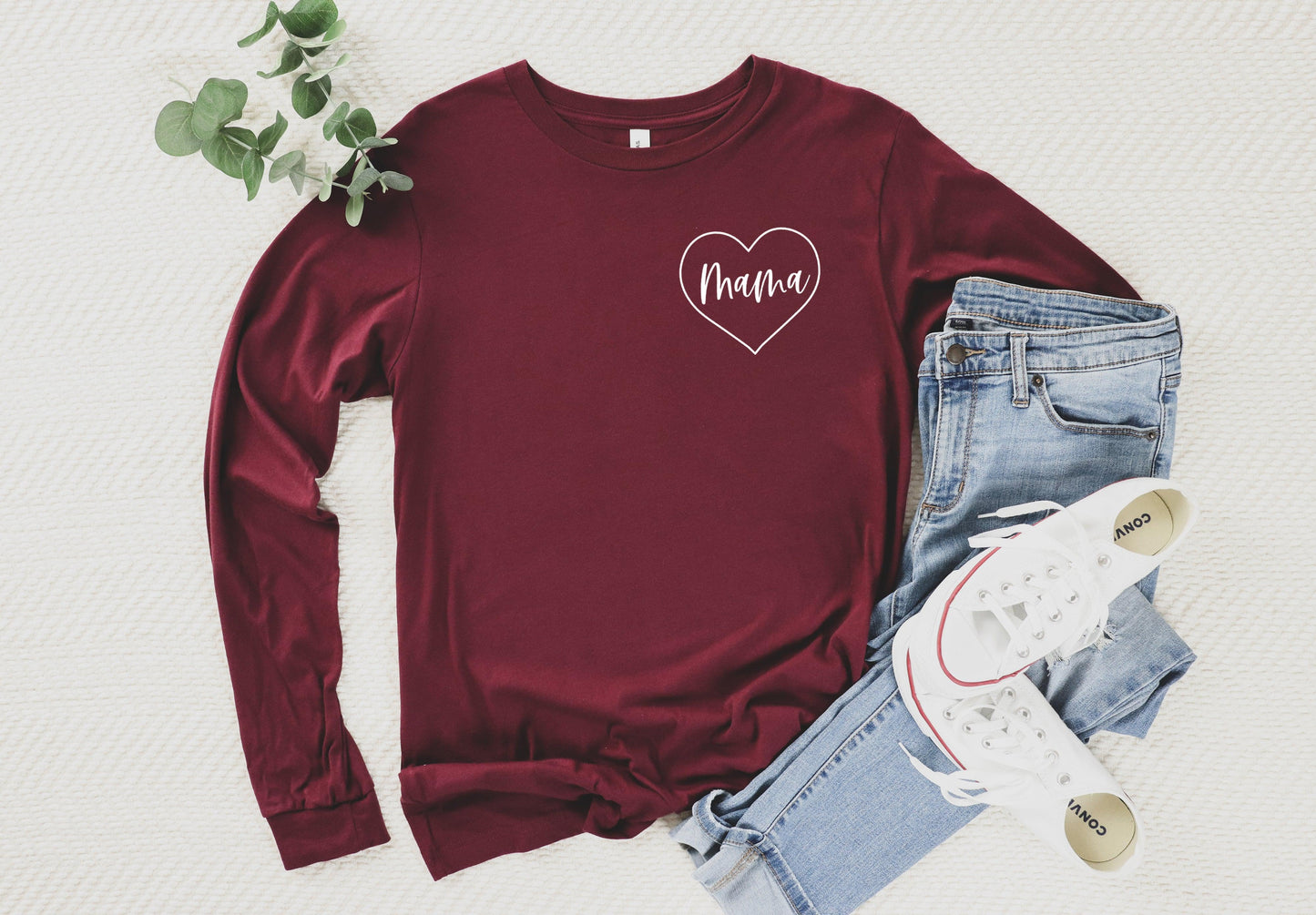 Mama Long Sleeve Tshirt (Heart Around)