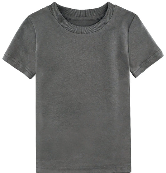 COSLAND Boys' 100% Cotton Heavyweight Short Sleeve Crewneck T Shirt Large Gray - # BOAA12510003