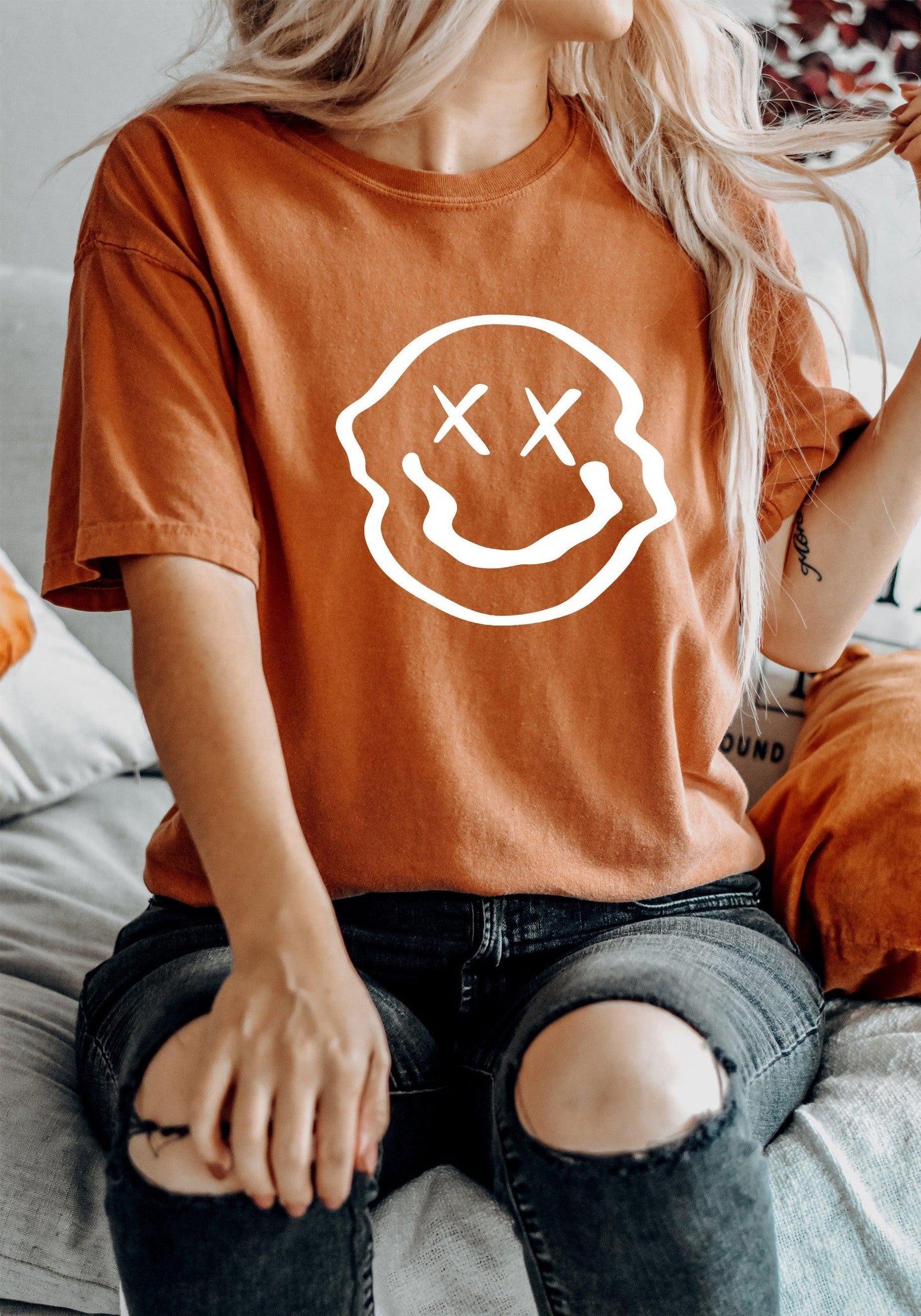 Melted Smiley Comfort Colors T Shirt