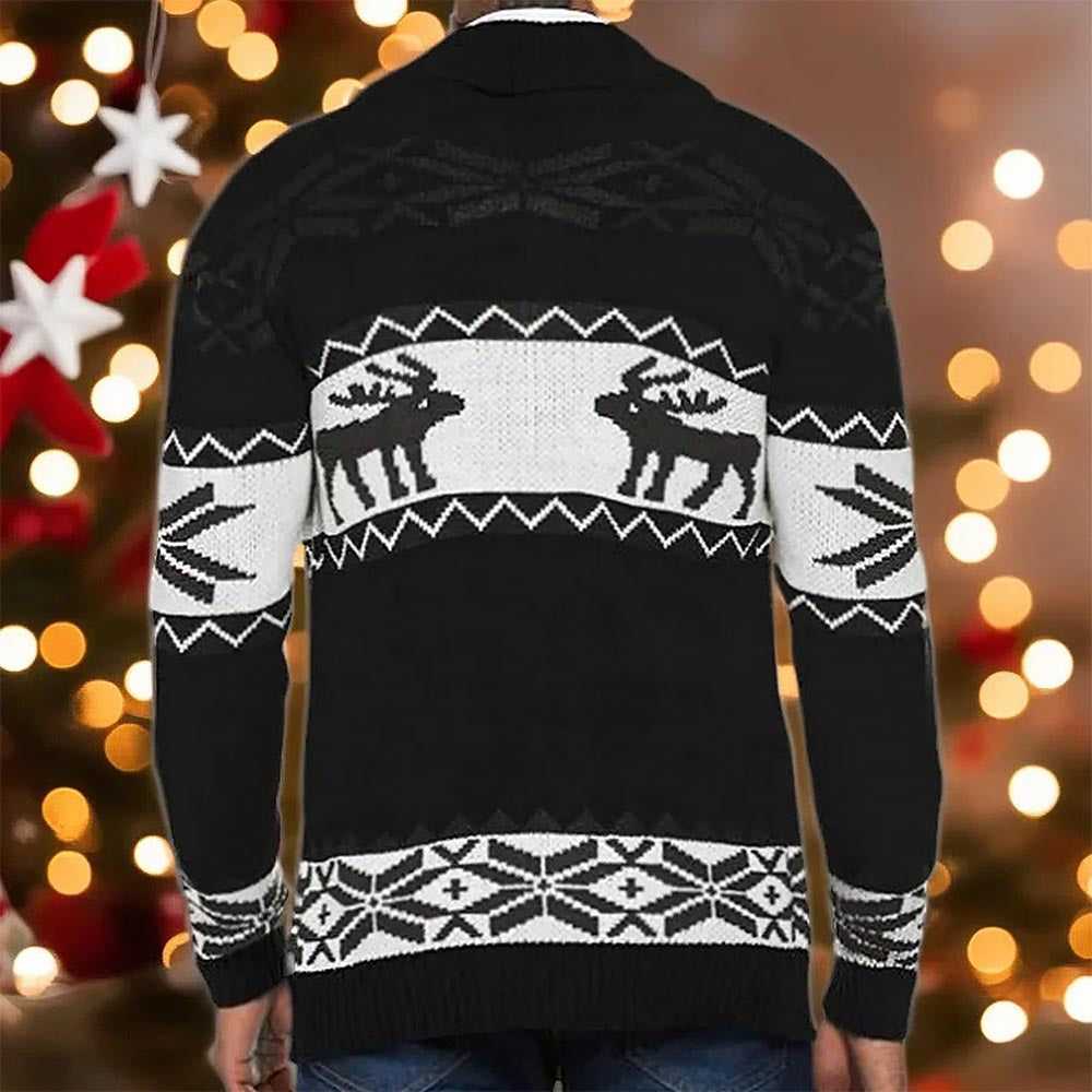 Men's Christmas Reindeer Knit Cardigan Sweater | NCS