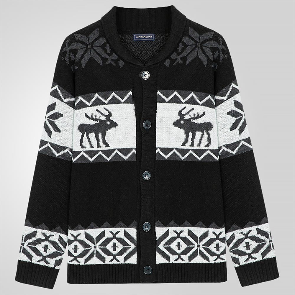 Men's Christmas Reindeer Knit Cardigan Sweater | NCS