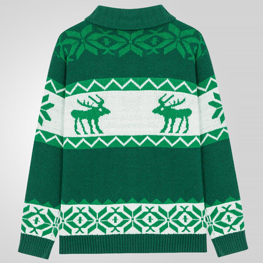 Men's Christmas Reindeer Knit Cardigan Sweater | NCS
