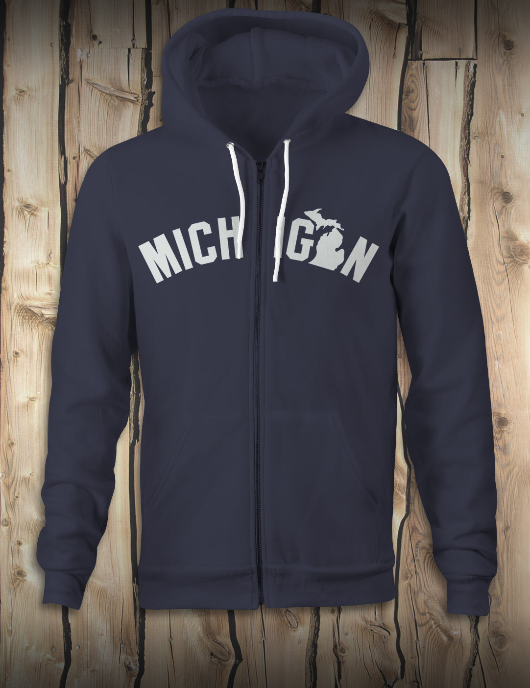 Michigan - Unisex Zip-Up Lightweight Hoodie - Navy